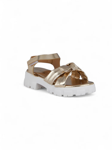 Gold with white ankle Velcro strap toddler girl sandals