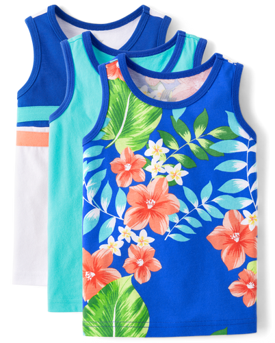 Boy tropical print tank shirt 3pc