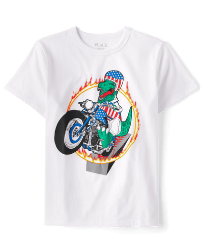 Boy dino flames graphic t shirt