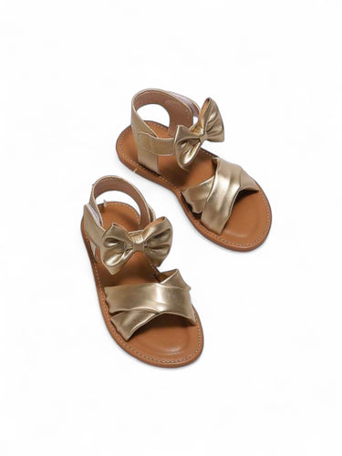 Gold with bow strap toddler girl sandals