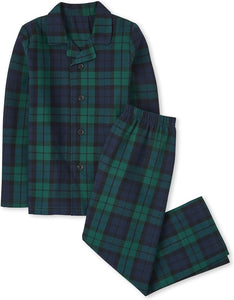 Beverly hills boy green flannel pj set