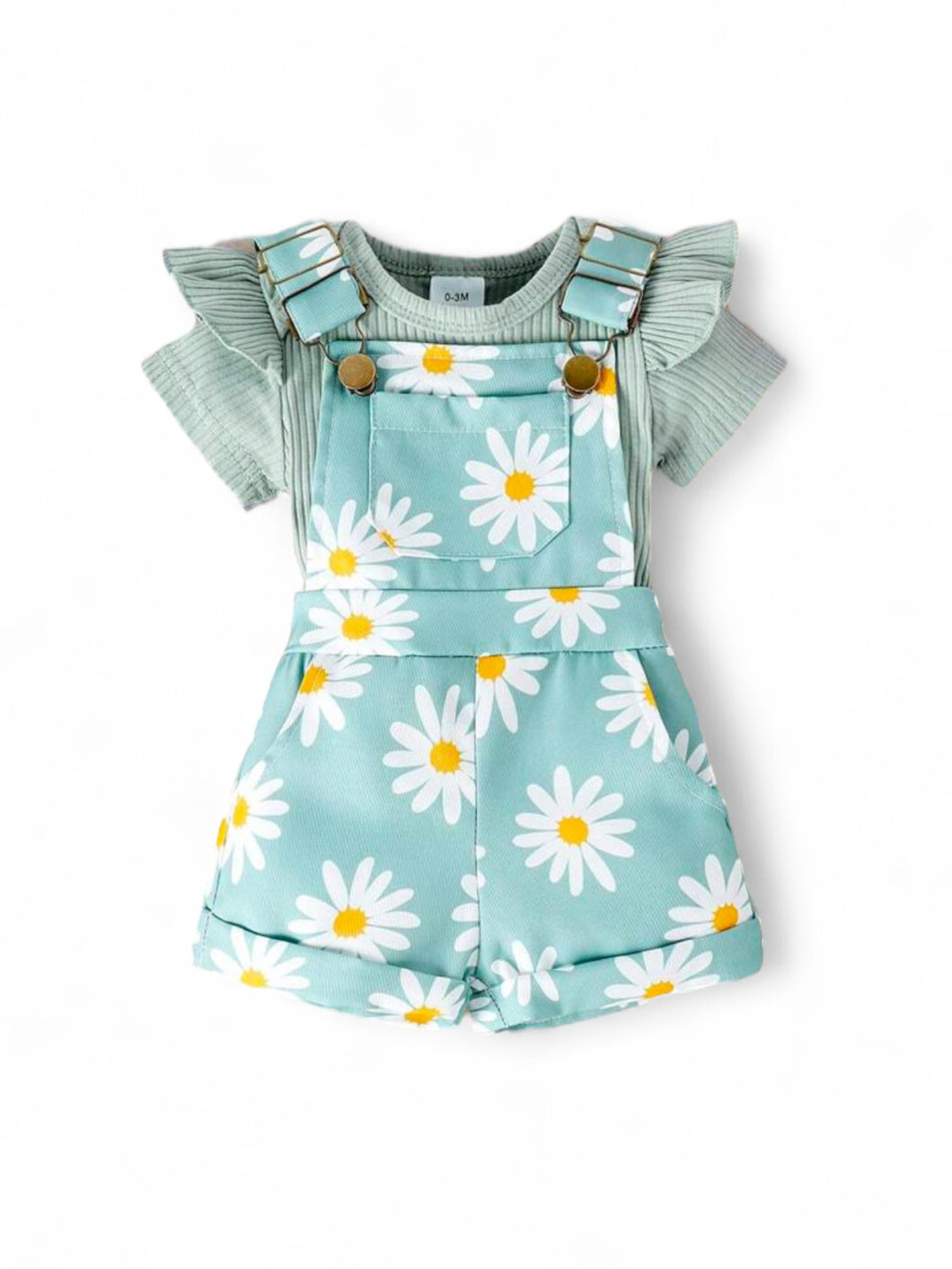 Green sunflower jumber baby set