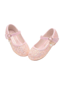 Pink flats sparkly girl formal shoes