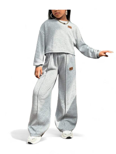 Grey sweats pre teen girls set