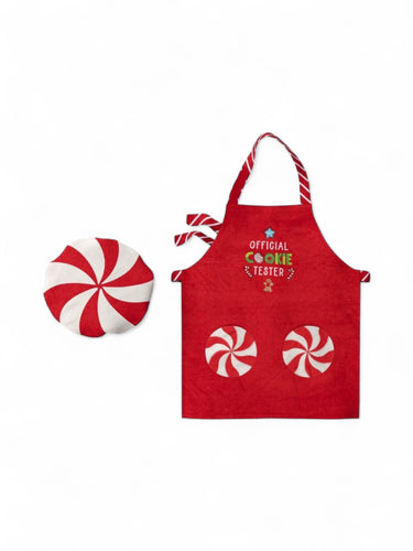 Candy cane cooking apron & hat