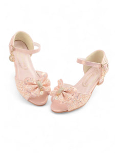 Peach pink sparkly heels girl formal shoes