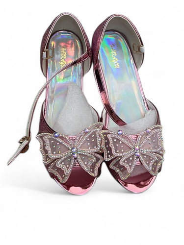 Pink butterfly girl formal shoes