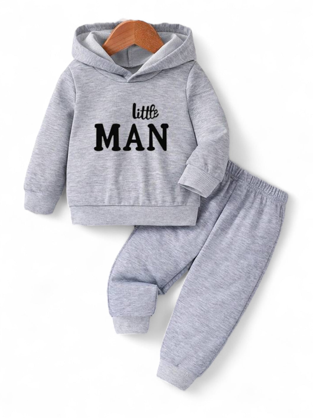 Grey little man sweats baby set