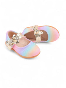 Rainbow & gold baby girl formal shoes