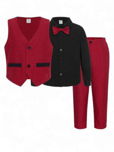 Red and black boy formal set