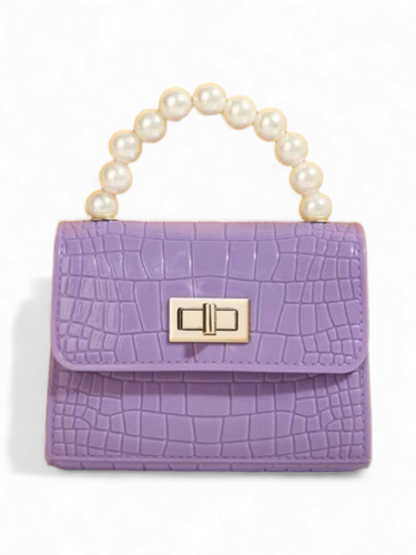 Croc purple purse with pearl handle