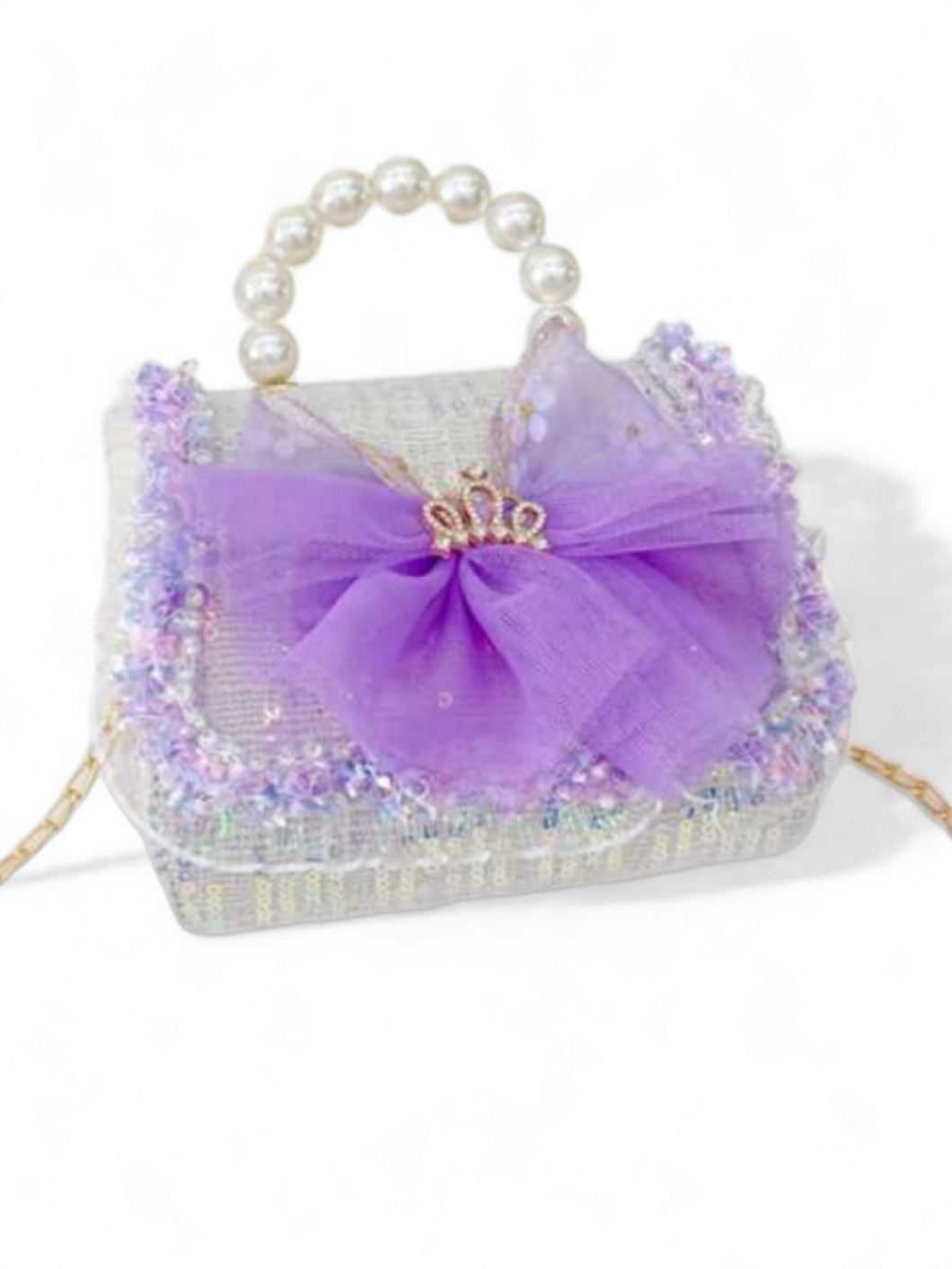 Embellish girl purse with purple princess bow