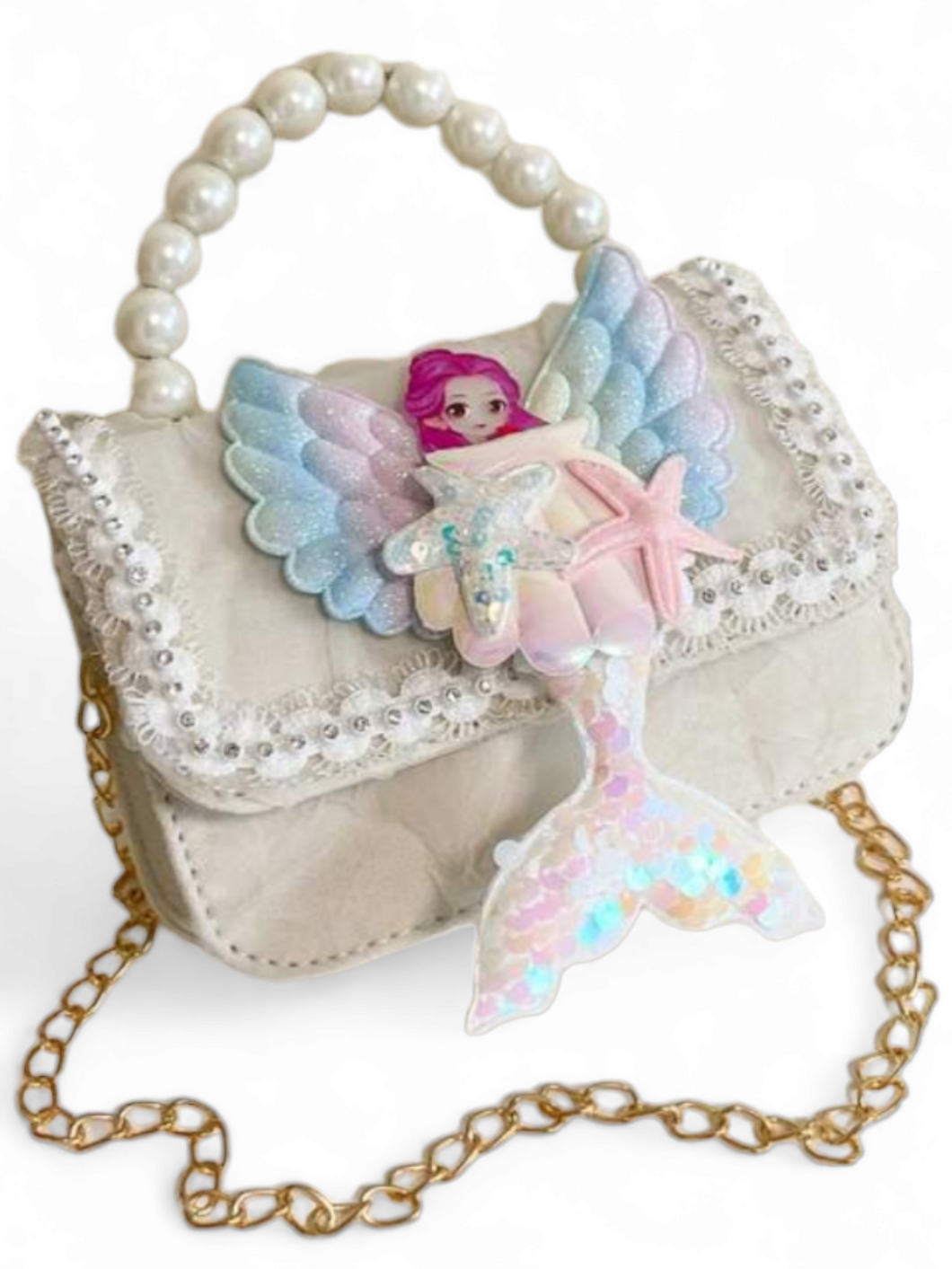 Mermaid style with pearl handle purse