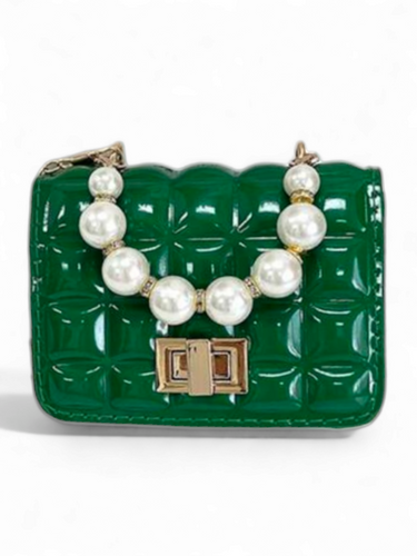 Green box purse with pearl handle