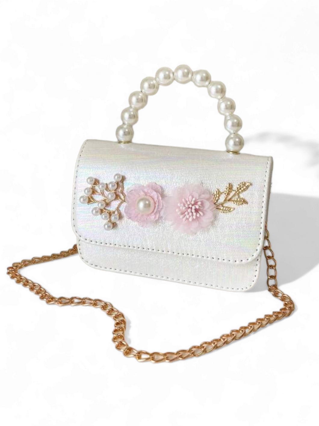 rose design with pearl handle purse