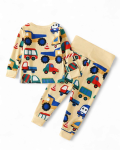 Boy tractor print pj