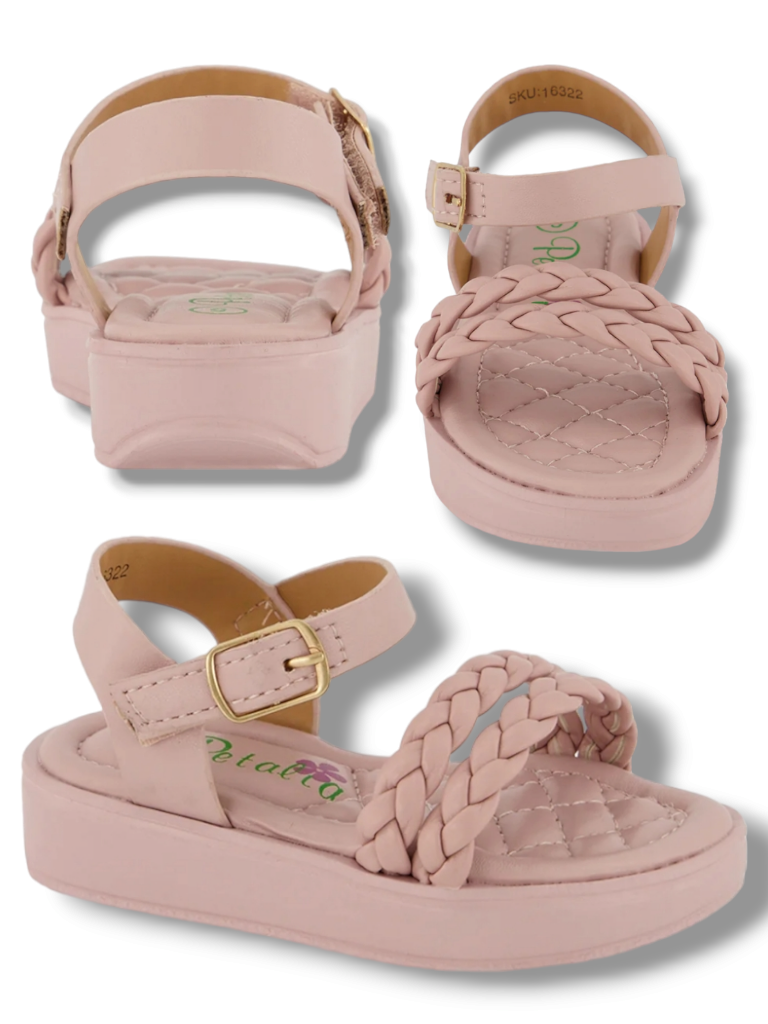 Toddler girl double braided white sandals