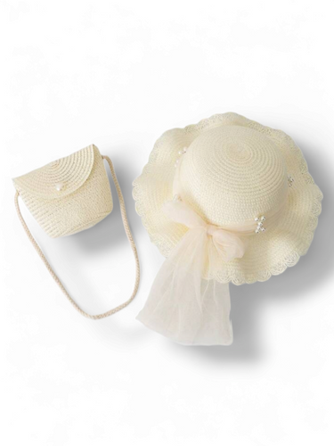 Girl easter white purse & hat set