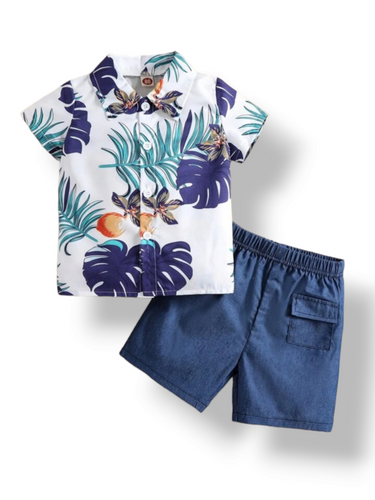 Tropical leaf print Baby set