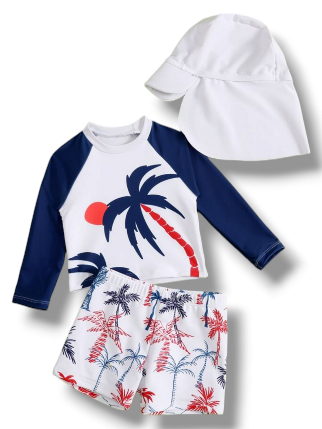 3pc set palm tree print boy baby swimsuit