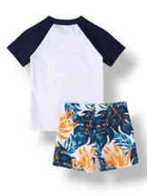 Surf with leaf print boy swimsuit