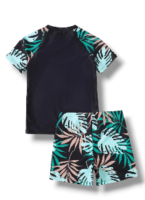 Surf with leaf print boy swimsuit