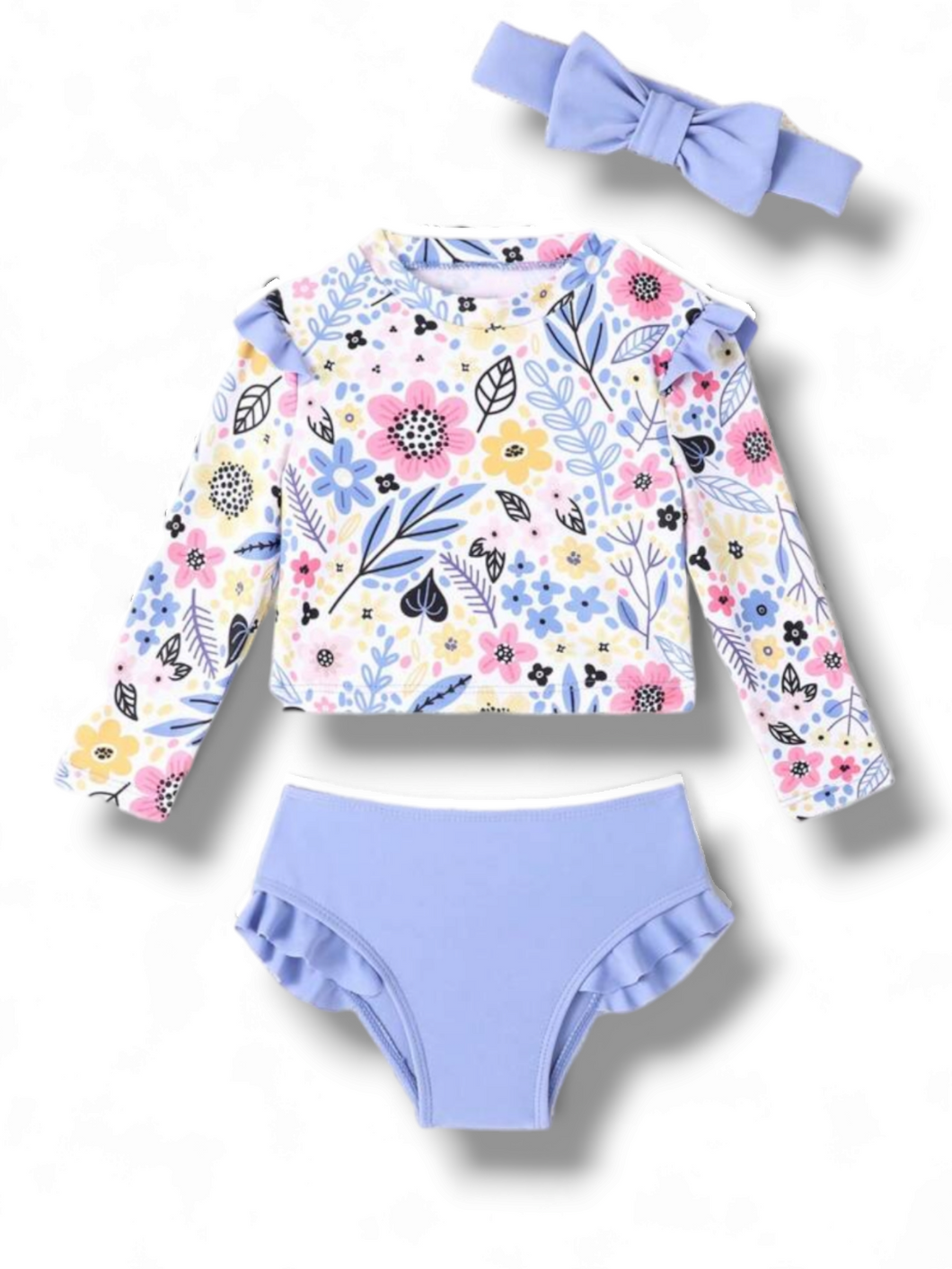 Leafy print girl baby swimsuit