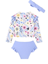 Leafy print girl baby swimsuit