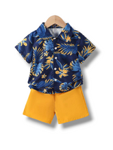 Mustard leaf print boys set