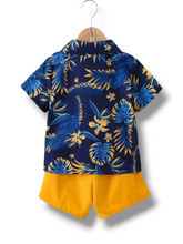 Mustard leaf print boys set