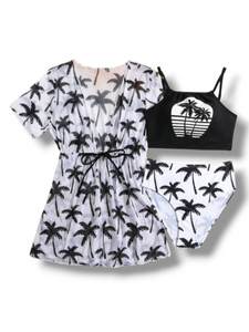 Palm tree print girls swimsuit