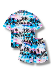 Palm tree print beachy 2 pc boy swimsuit