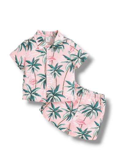 Palm tree print boy baby set