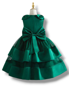 Formal forest green with pearl girl dress