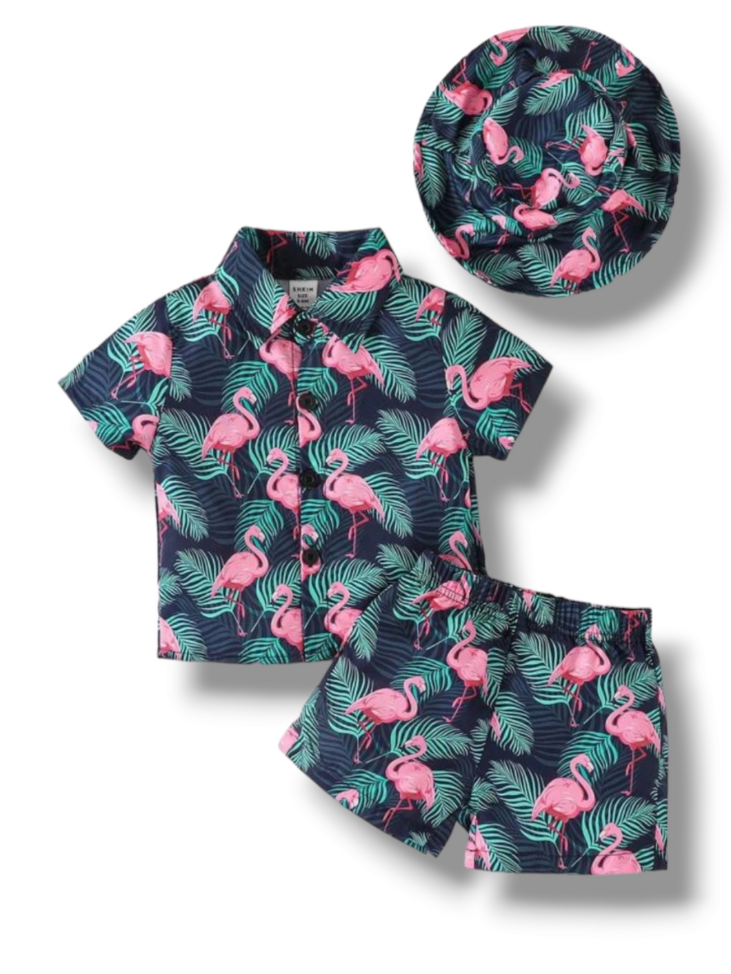 3 pc flamingo boy baby set