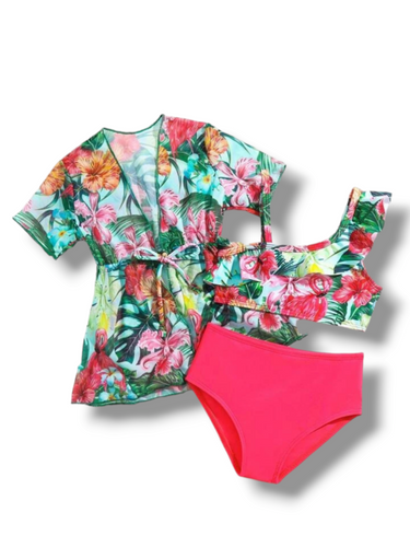 Floral 3 pc baby swimsuit