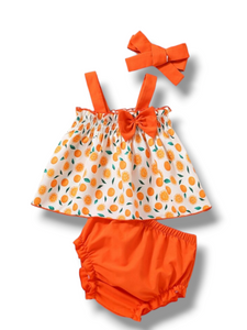 Orange print baby set