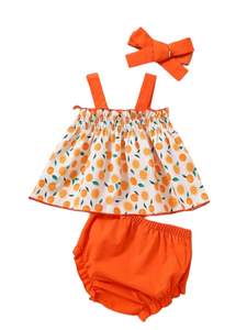 Orange print baby set