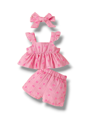 Pink heart  3 pc baby set