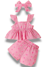 Pink heart  3 pc baby set