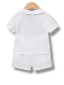 Boy Solid white  baby set