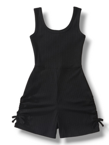 Ripped side black girl romper