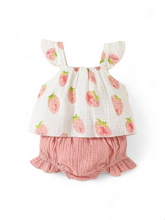 Strawberry linen baby set