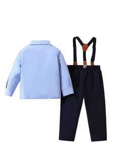 Toddler boy suspender set with now tie