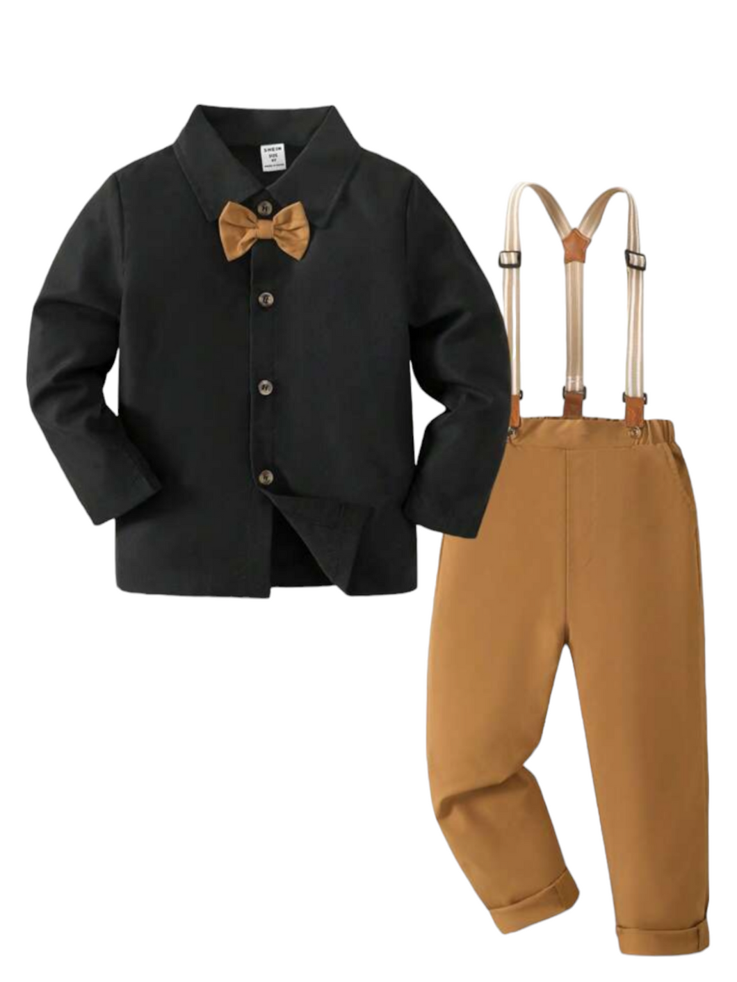 Boy formal mustard suspender set