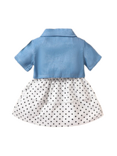 Girl polkadot cami dress with jeans blouse baby set