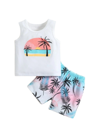 Toddler boy palm print 2pc set