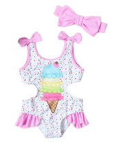 Icrecream print baby swimsuit