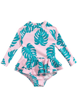 Leaf print baby swimsuit