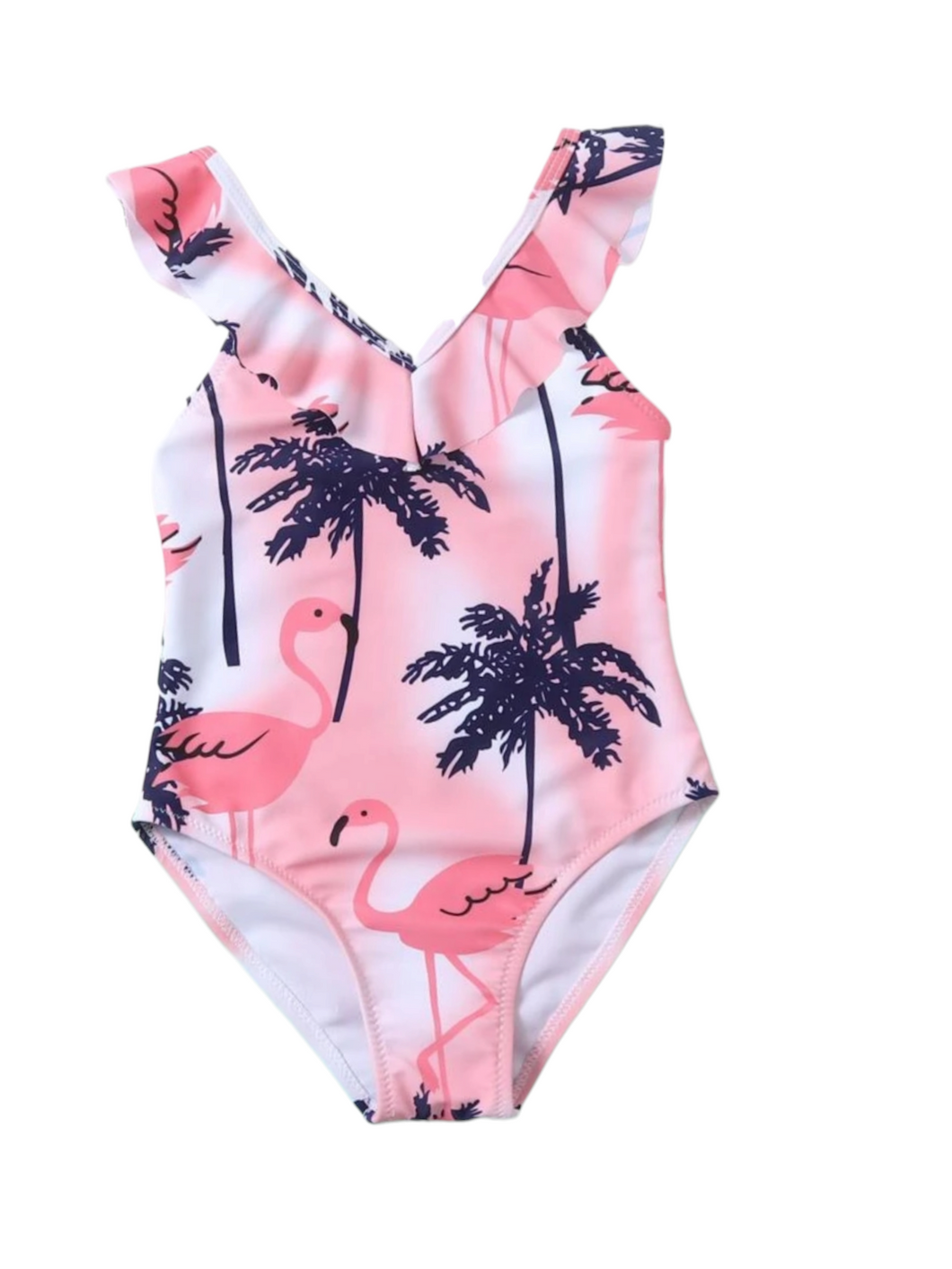 Palm tree and flamingo print baby swimsuit